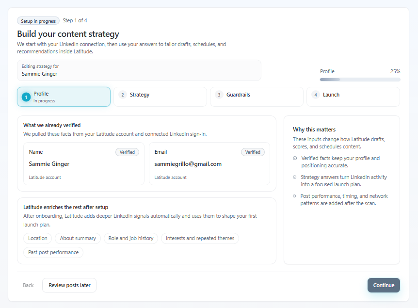 Getting started in 5 minutes (your first posts) in Latitude